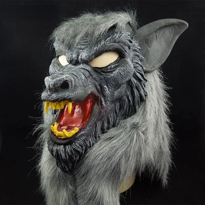 Masques de fête loup-garou Halloween grand méchant loup adulte pleine tête Costume accessoire 230206