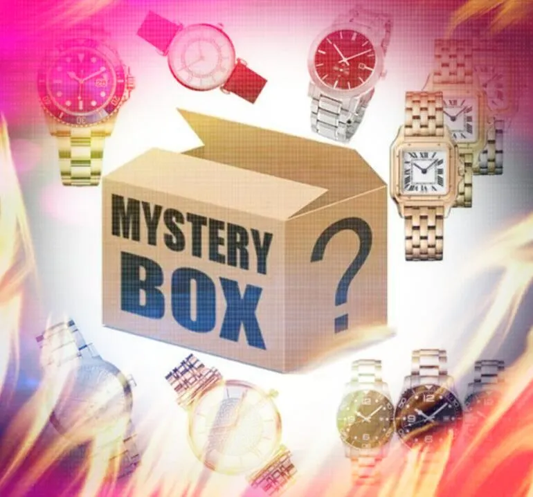 Luksusowe przychylne prezenty mężczyźni kobiety Kwarcowe zegarki Szczęśliwe pudełka jeden losowy ślepy pudełko Mystery Gift Montre de lukse Top Model Watches255d