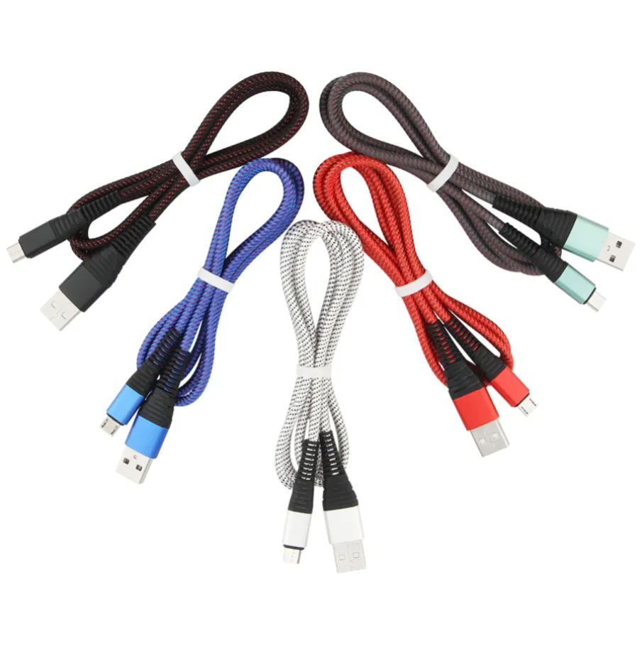 1m 나선형 스트라이프 나일론 꼰 USB 케이블 타입 C 마이크로 USB 충전 케이블 Xiaomi Redmi HTC Samsung 전화 충전기 코드를위한 빠른 충전