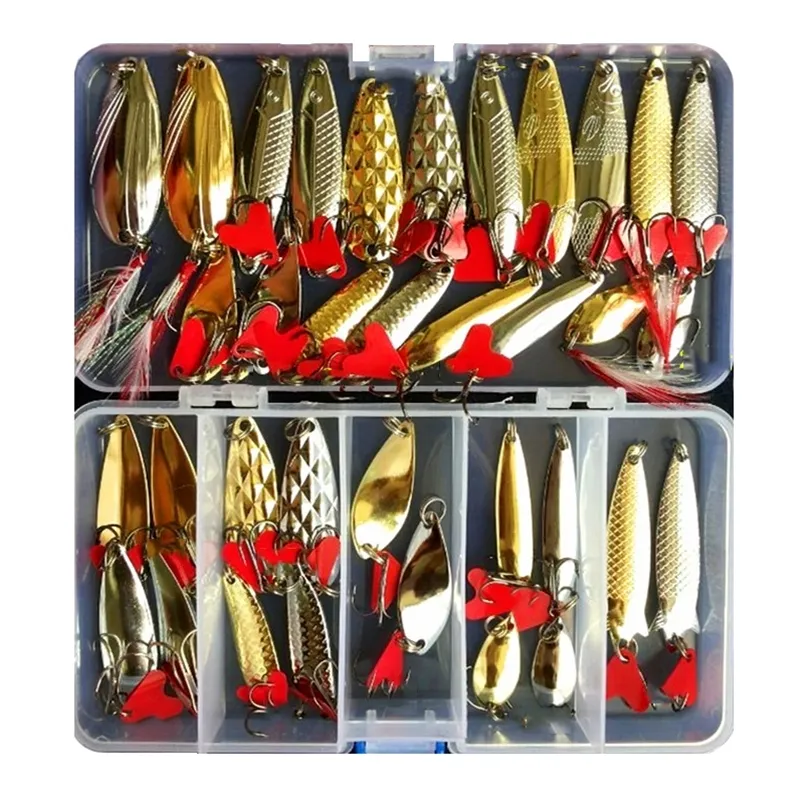 مجموعة رائعة من ملعقة الصيد المعدنية ، مجموعة 10202535pcs Wobblers Kit Pike Pike Pait Fishing Tackle Pesca ISCA 220523