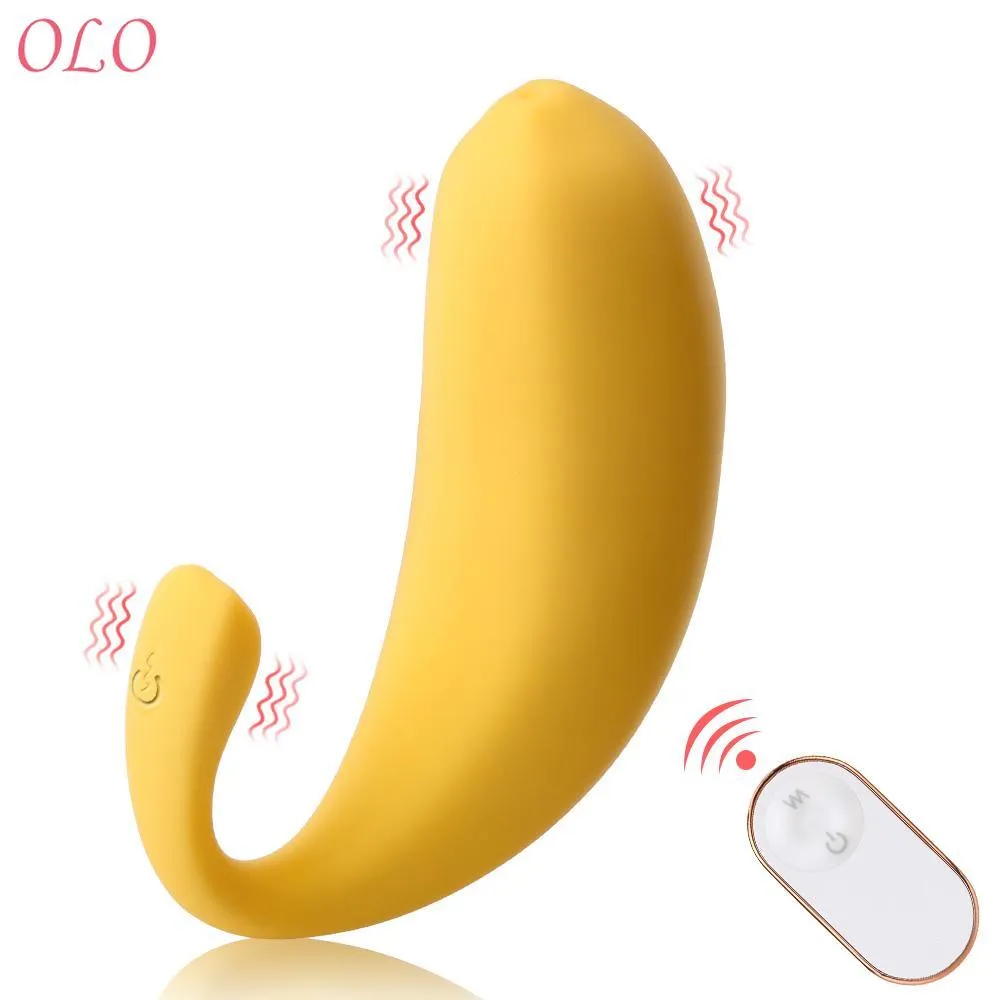 G Spot Dildo Vibrator Banana Shape Vagina Cit Stimulator 9 Speed ​​Wireless Remote Control vibrerande ägg Sexiga leksaker för kvinnor