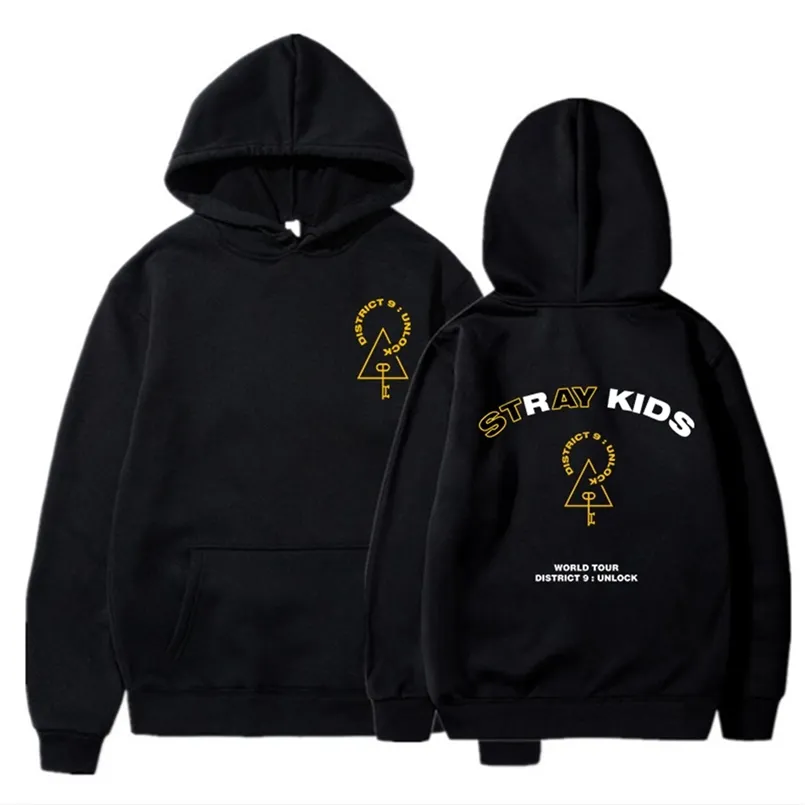 Stray Kids District 9 Odblokuj koncert bluzy moda fajne fani bluzy z długim rękawem pullover bluza z kapturem 220809