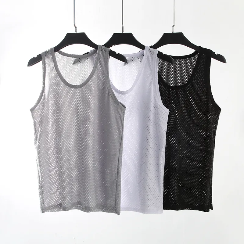 Snabbt torra män underkläder ärmlös tank top solid muskel väst underskjortor o-hals Gymkläder t-shirt mäns väst 220507