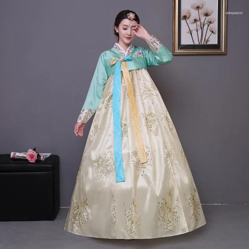 자수 한국 전통 드레스 여성 Hanbok 국가 의상 무대 성능 의상 1