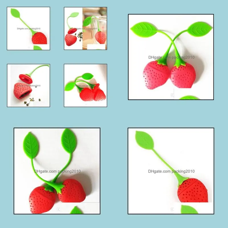 BornIsKing 1Pc lovely Reuseable Foof safe Silicone Red Strawberry Shape Tea Leaf Bag Holder Tea Coffee Punch Filter Tea Infuser c165