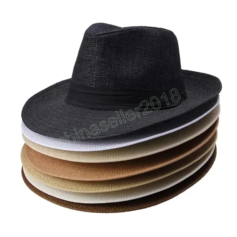 Summer Sunhat Women Men Holiday Beach Hat Man Outdoor Travel Słomy Hat Kobiet Kobieta szerokie Grzbiet Kapieczki Mężczyznę Panama Cap Vintage Casual Sunhats Caps Ochrona przeciwsłoneczna 2022