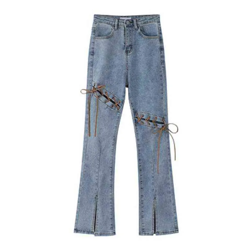 vrouw jeans hoge taille klinging wijde pijpen denim kleding blauw StreetwearヴィンテージKwaliteit Harajuku Rechte Broek 2022 Fashion L220726