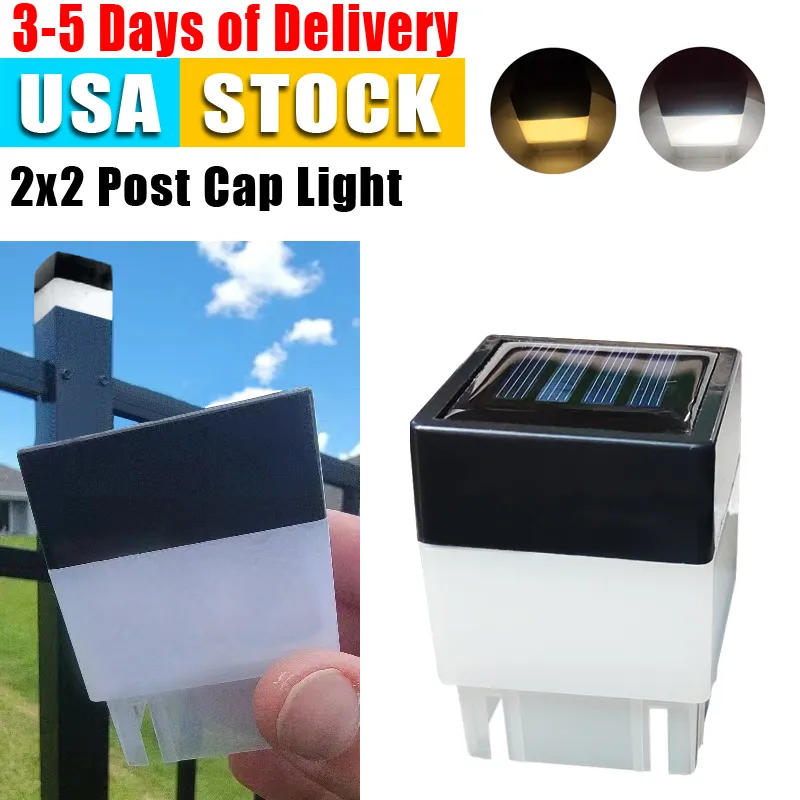 Solar Post Cap Lights 2x2 Square Pillar Lights for Wrought Iron Fences and Front Yards