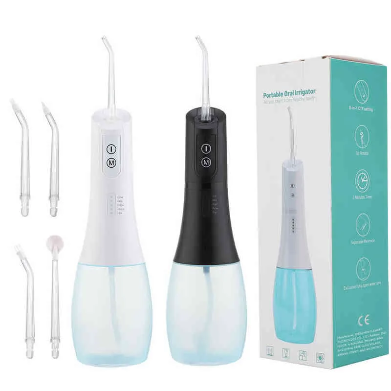 400ML Portable Oral Irrigator Dental Water Flosser 5Modes IPX7 Rechargeable Floss jet Teeth whitening Cleaner 220513