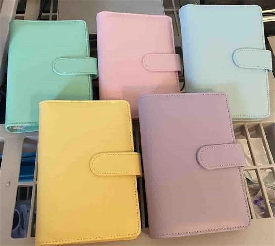 A6 Empty Notebook Binder notepad 19 x 13cm Loose Leaf Notebooks SEA 5 Colors without Paper PU Faux Leather Cover File Folder Spiral Planners Scrapbook fast
