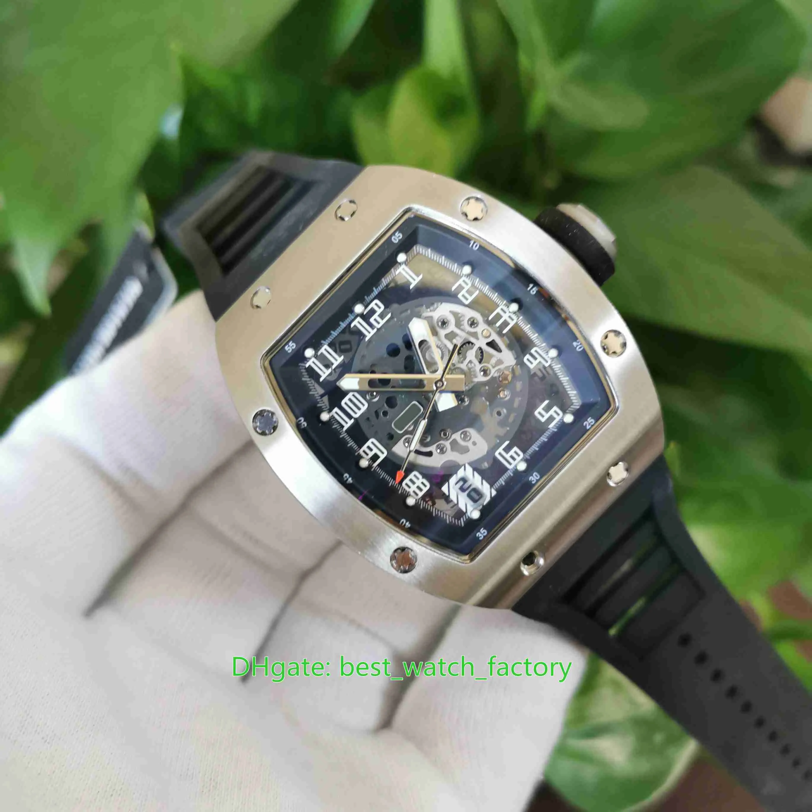 Selling Top Quality Watches 39 3mm x 48mm RM010 AG RG-271 EXTRA FLAT Skeleton Stainless Steel Transparent Mechanical Automatic2986