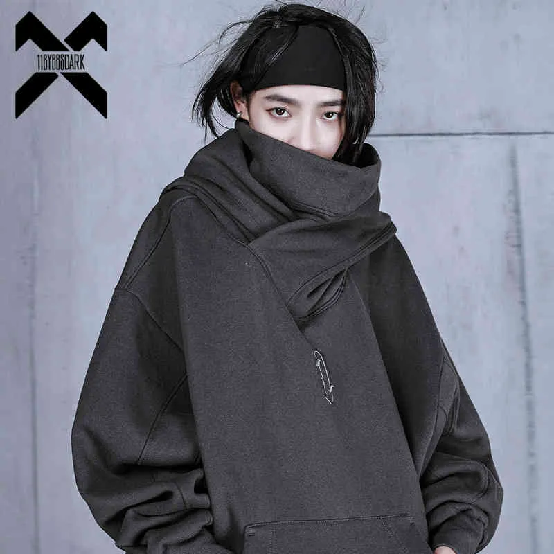 11 Bybb's Dark – sweat à capuche à col roulé pour femmes, Techwear Harajuku, sweat-shirt Hip Hop Streetwear, pull surdimensionné en coton, 2022