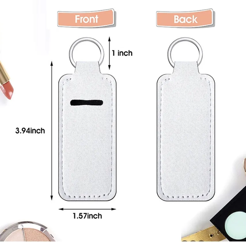 Voorstander van neopreen marmeren serie Chapstick Holder Polsole Lanyard Keychain Set Lipstick Cover Hand Pols Trap Keychains For Women Girls Travel Accessories White