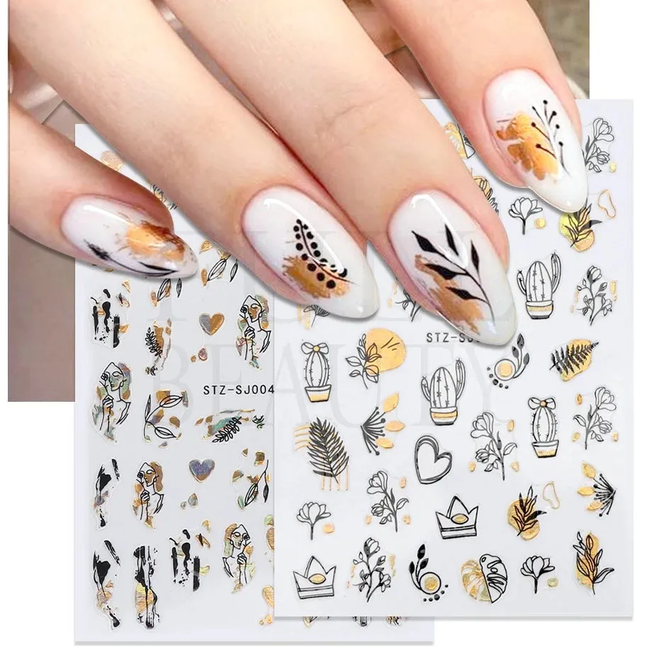 Tırnak Çıkartma Ve Etiket Çiçek Yaprak Ağacı Yaz Manikür Nail Art Filigran Için Basit Kendin Yap Çıkartmalar