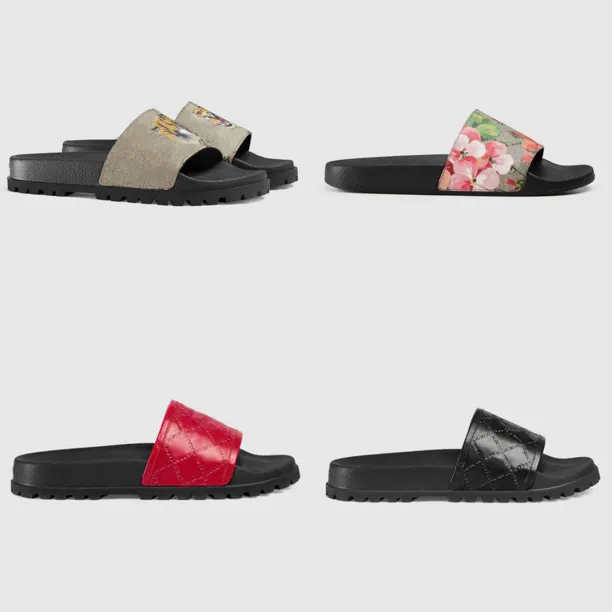 Designer Tofflor Klassiska Damer Herr Hipster Strandsandaler Tofflor Damer Dubbelbokstav Bee Sommarkläder underdelar Modeskor Dam Loafers