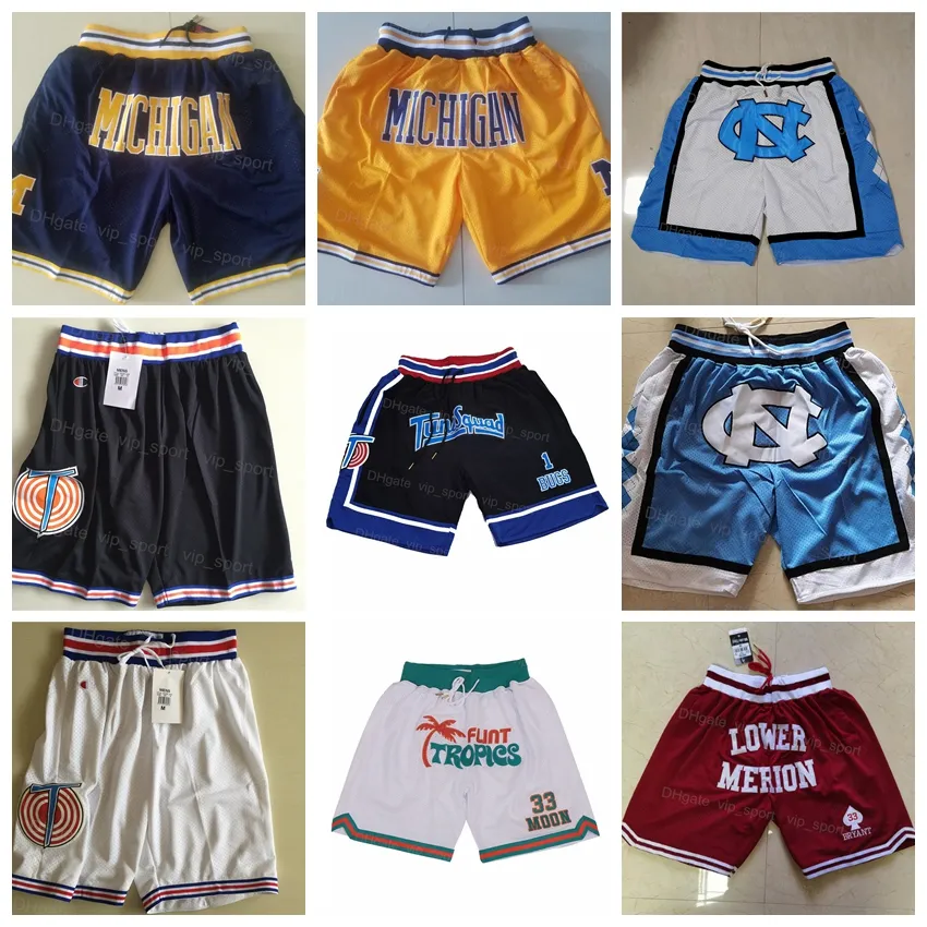 College Nedre Merion Basketboll Film Kort Semester Jam Tune Squad 10 Lola 1 Buggar Wear Sweatpants Sport Bara Don med fickfickor Hip Pop Zipper Flint Tropics Semi Pant