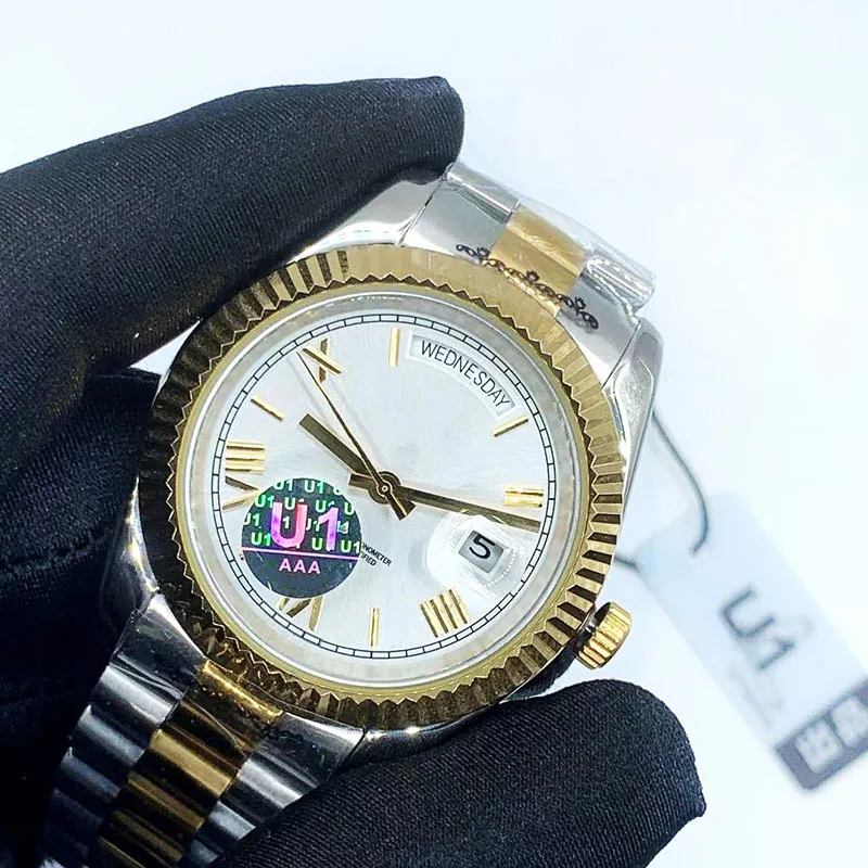 41/36/mm Mens Automatyczne zegarki kalendarzowe z pudełkiem i papierami Pełna stal nierdzewna Luminous Sapphire Wodoodporne zegarek na rękę Luksusowe zegarek