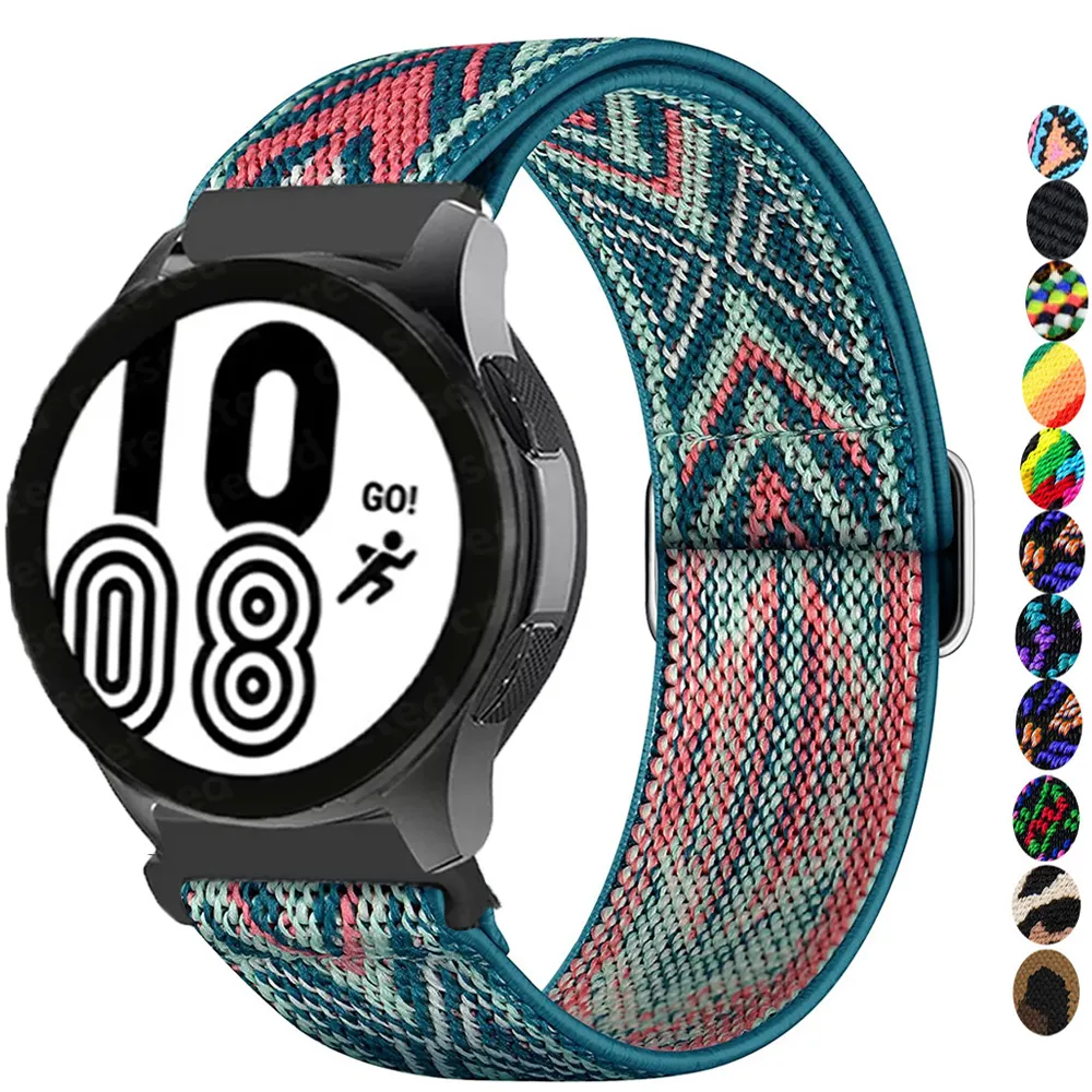 Nylon strap For Samsung Galaxy watch 4 classic 20mm/22mm Active 2Gear S3amazfit Adjustable Elastic bracelet Huawei GT 2/3 Pro band