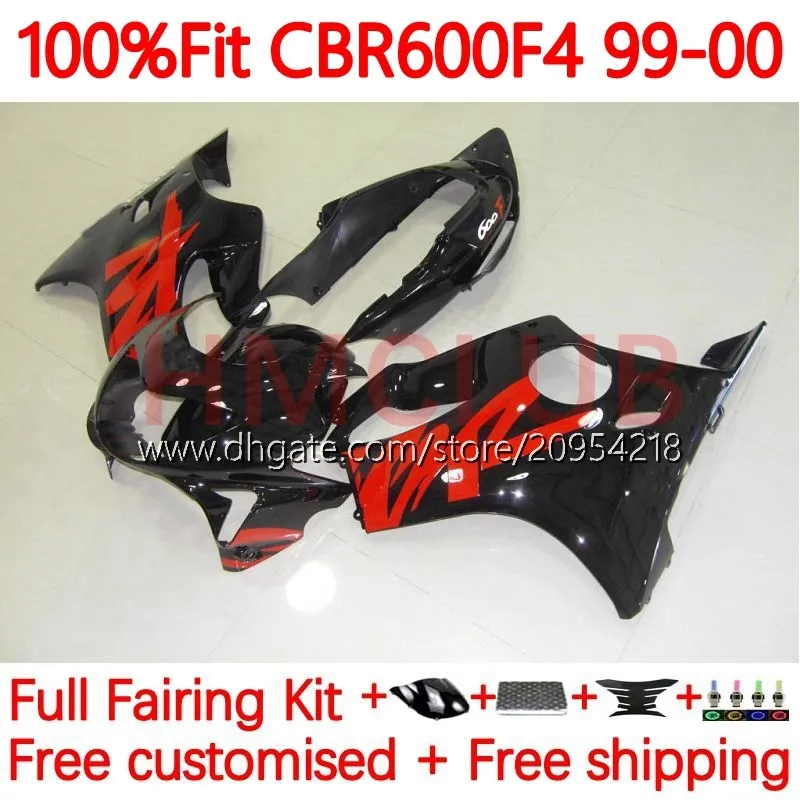 Корпус формы для инъекции для Honda CBR 600 F4 FS CC 600F4 600CC 1999-2000 кузов 136NO.19 100% FIT CBR600F4 CBR600 F4 99 00 CBR600FS 1999 2000 OEM Fairing Kit Black Red
