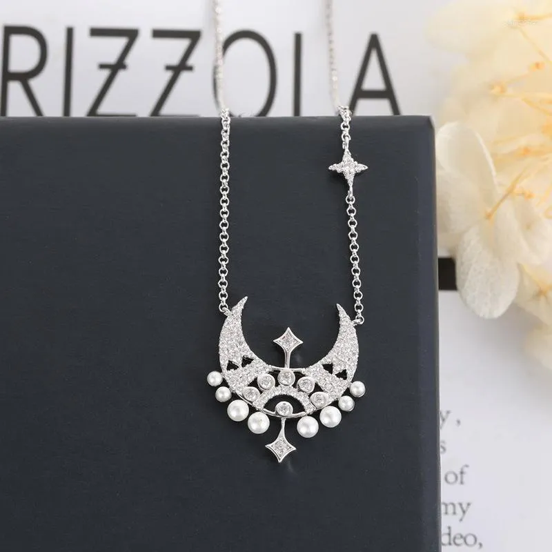 Pendant Necklaces Pearl Star Moon Luxury Chains Dream Pearls Crystal Statement Necklace Gifts For Women Zk30Pendant Sidn22