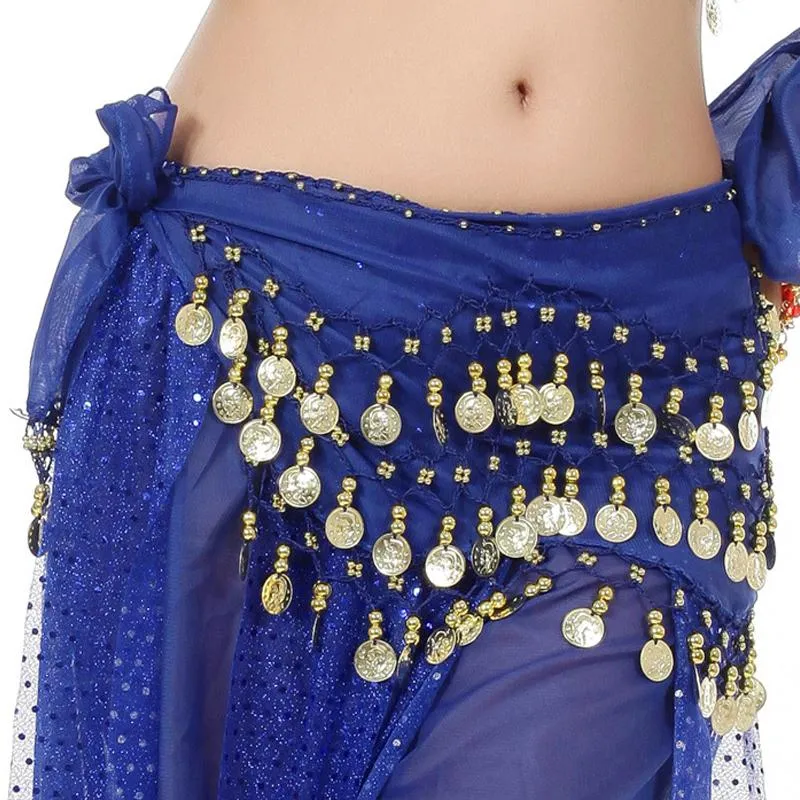 Stage wear barriga de dança cinto trajes lantejoulas cachecol de quadril para mulheres dançando cintos na linha ondulada linha moeda