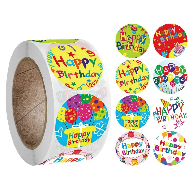 Opakowanie na prezenty 100-500pcs Śliczne z okazji urodzin naklejki 2,5 cm/1 cal imprezowy dla dzieci dekoracje z życzeniami Labelsgift