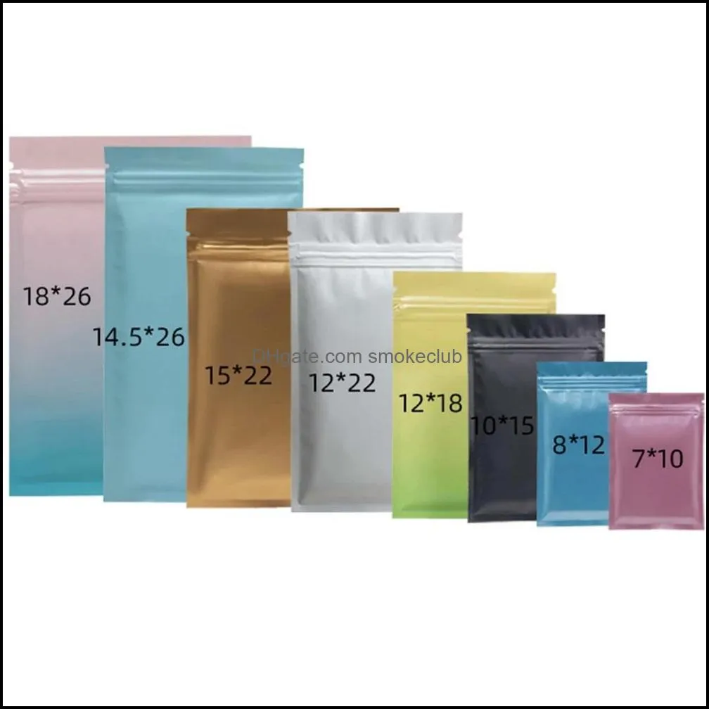 Sublimation Storage 100Pcs Glossy Matte Aluminum Mylar Foil Bag Zip Lock Self Seal Tear Notch Flat Pouches for Food Snack Tea Coffee Bean