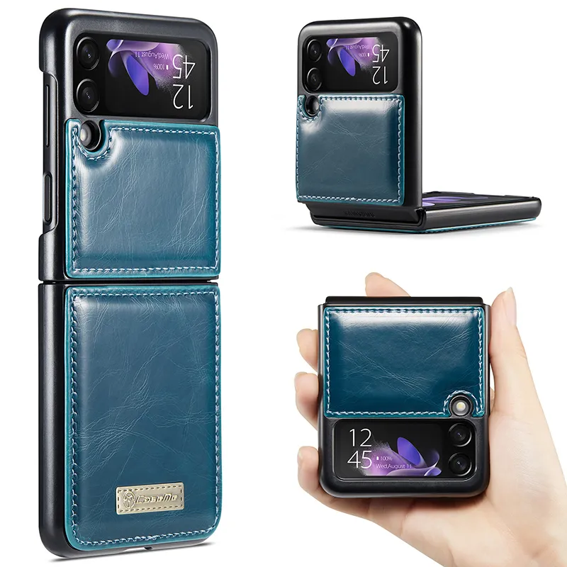 Étui en cuir antichoc, coque de protection pour téléphone Samsung Galaxy Z Flip 4 3