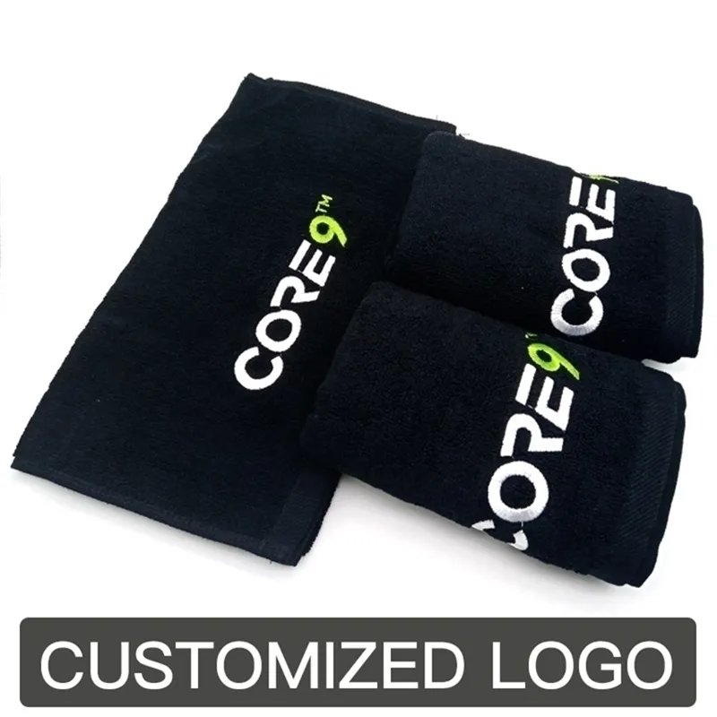 100% Cotton Black bath Hand Free Design Customized Embroidery Makeup Nail Salon Steaming Massage APS Bath Towel 220616