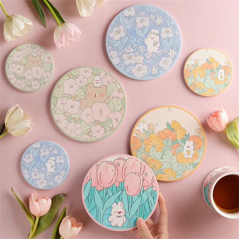 Juego De Posavasos Para Bebidas, Tapete De Protección Para La Mesa Posavasos Para Bebidas, Tapete Para La Mesa De La Cocina Creativo Redondo Engrosado Para Tazas Y Vasos, Oficina, Ccdes Otros