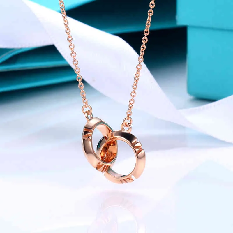TIF Original rund pendell Kvinnlig rund halsband S925 sterling silver halsband ljus lyx nisch design halsband valentins dag födelsedagspresent