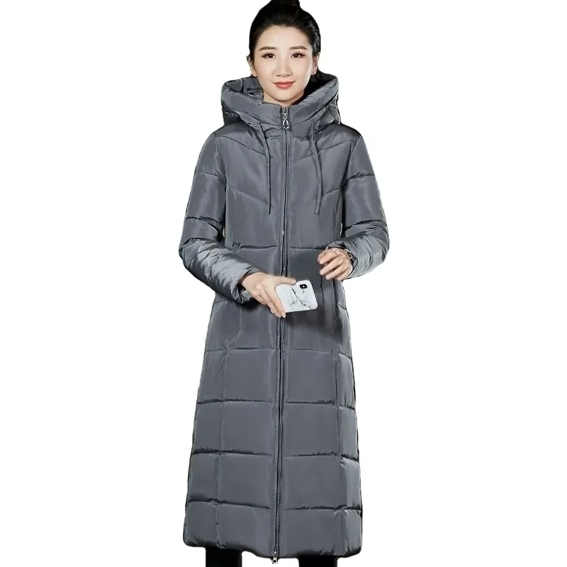Chaqueta larga con capucha de invierno para mujer talla grande 5XL 6XL abrigo acolchado de algodón para mujer Parka Parkas Outwear femenino Camperas cálidas 201026
