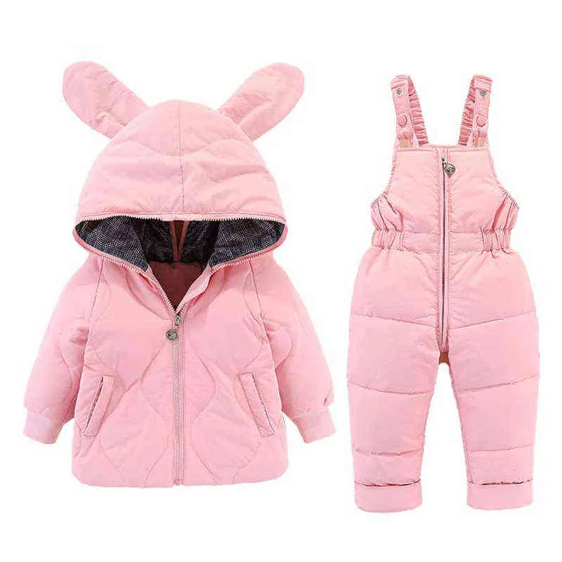 2020 Nouveau 2 Pièces Ensemble Bébé Costume D'hiver Infantile Résistant Au Froid Doudoune Dessin Animé Bébé Fille Snowsuit Veste Chaud Vêtements Pour Enfants 0-4Y J220718