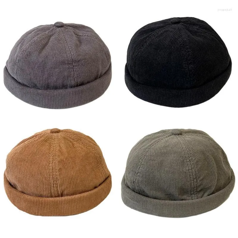 Beanie/Skull Caps Retro Fashion Corduroy Cabbie Beanie Sailor Hat Outdoor Leisure Vintage Brimless Hats med justerbar unisex pros22