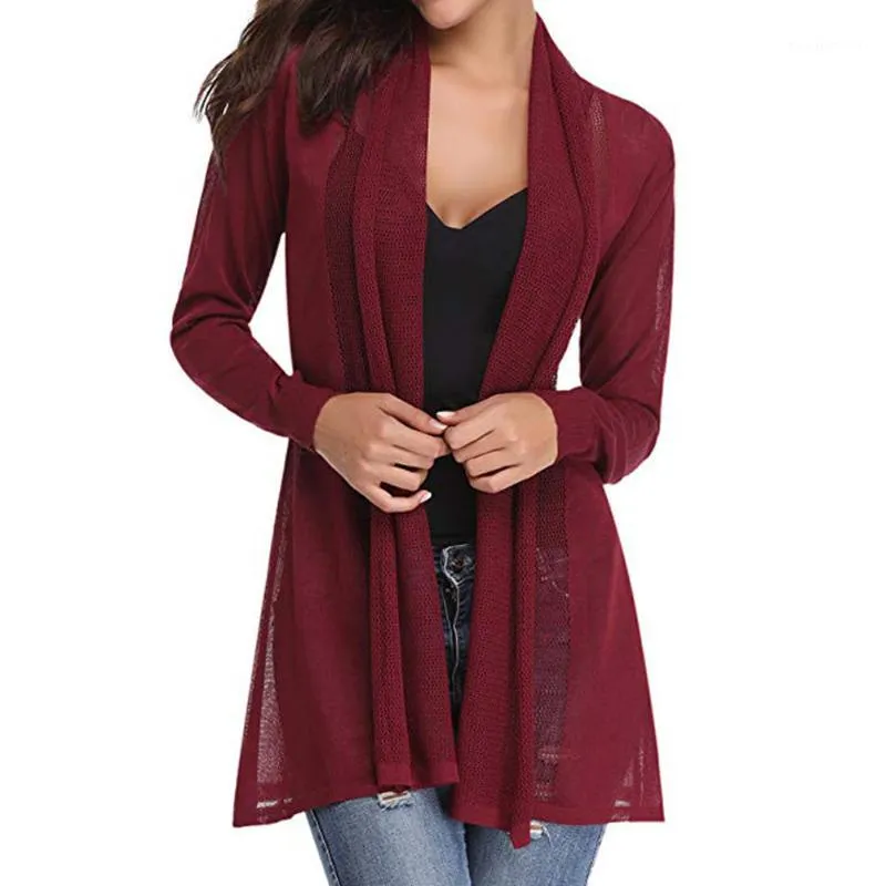 Moda de alta qualidade mulheres casuais sexy luva longa abertura frente retalhos cardigan camisola casaco cair