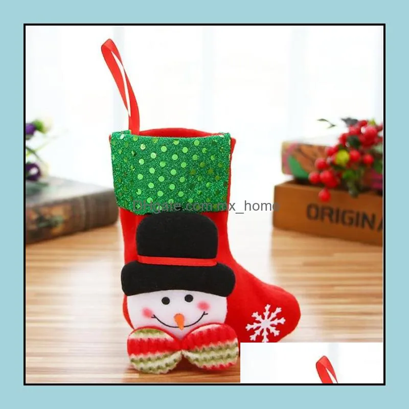 christmas decorations hanging socks cute candygift bag snowman santa claus deer bear stocking for xtmas tree decor pendant yhm03 zwl