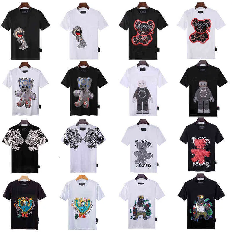 Men P Skull T-shirt Geometrisch patroon Zomer Casual tee mode ins-stijl Top Streetwear Losse hoogwaardige sport hiphop Rijpe trendy T