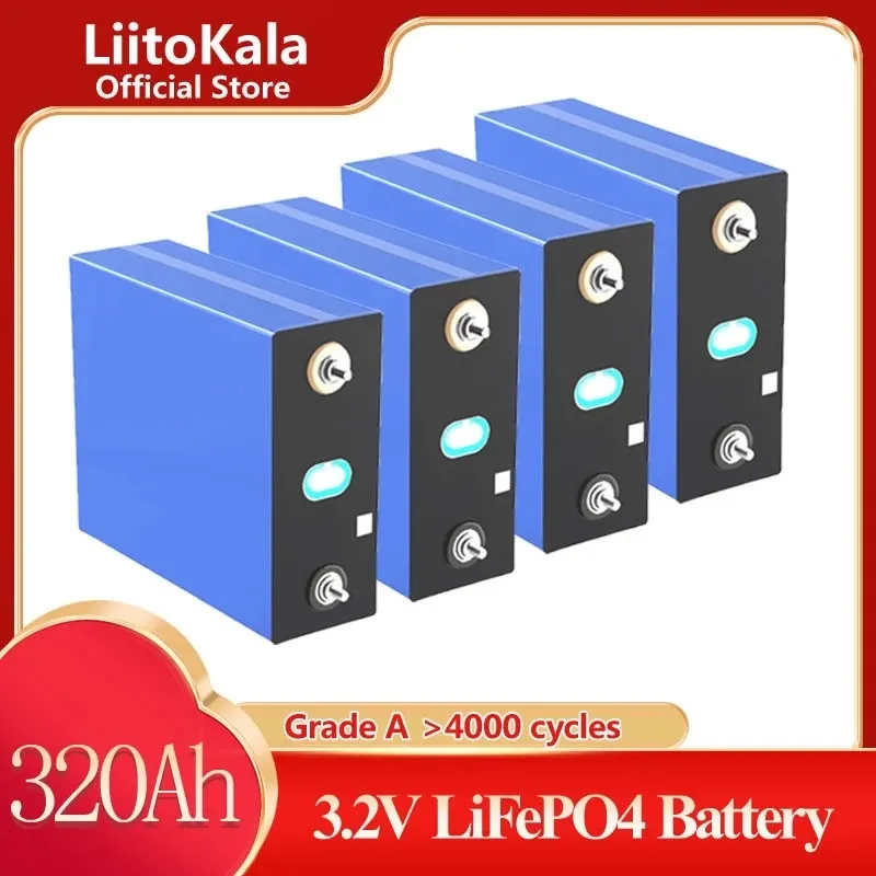 LiitoKala 3.2V 320Ah lifepo4 pil DIY 12V 24V 36V 320 ah şarj edilebilir pil paketi Elektrikli araba RV için Baralar Ile Güneş Enerjisi depolama sistemi