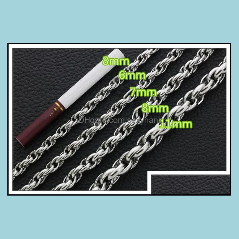 6mm silver chain for men hot sale twist chains necklaces titanium steel rope necklace 20 - 32inch jewelry wholesale free shipping -