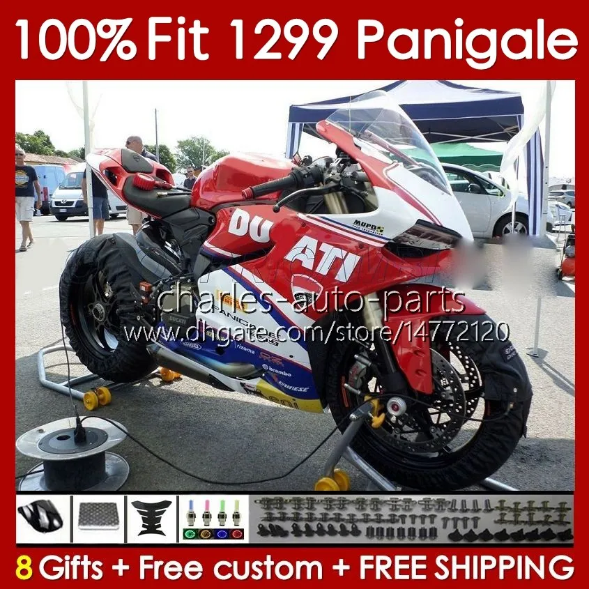 Ducati Panigale için OEM Fairings Kiti 959R 1299R 1299S 959 1299 S R 2015 2016 2017 2018 Vücut 140no.74 959-1299 15-18 959S 15 16 17 18 Enjeksiyon Kalıp Gövdesi Kırmızı Parlak Glossy