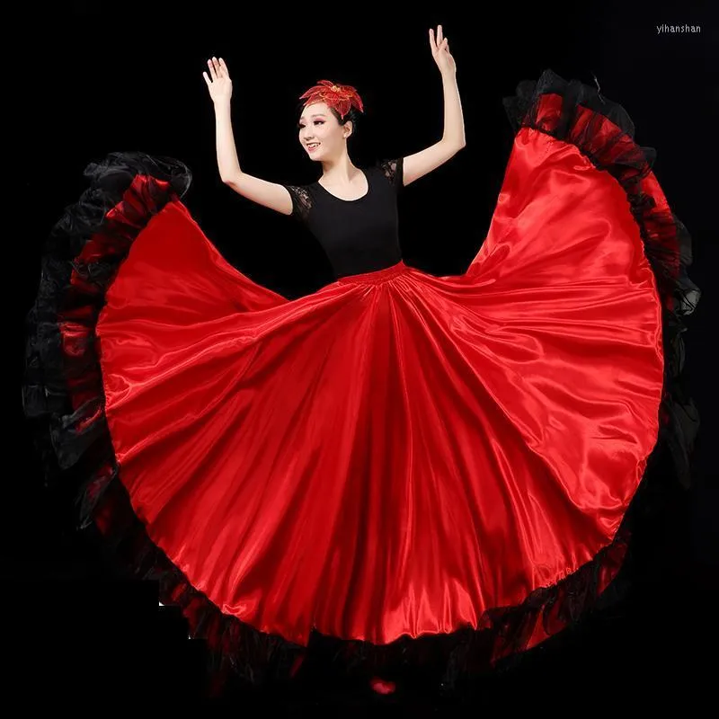 Scene Wear Women Flamenco kjolar magdans kjol spanska kostymer Brasilien Gypsy Big Swing 360/540/720 grad DL6105