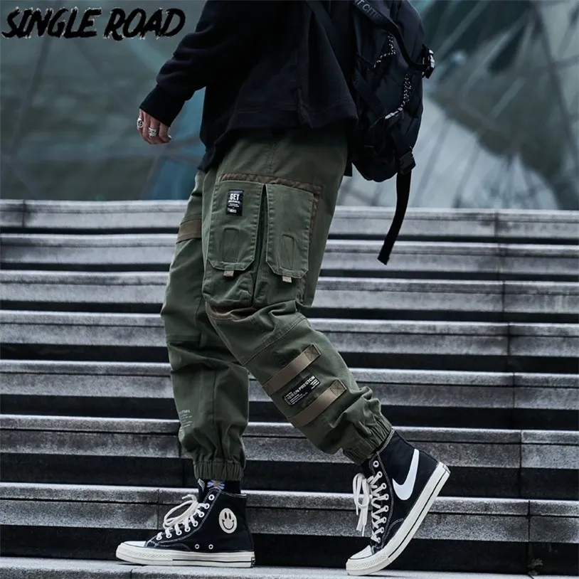 Pantaloni cargo da uomo Single Road Tasche laterali moda Pantaloni Hip Hop Techwear Pantaloni streetwear giapponesi maschili 220325