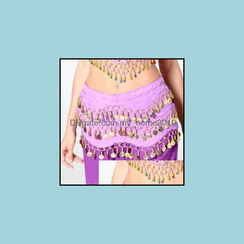 DHL free shipping New Sexy Women 3 Rows Belly Dance Hip Scarf Wrap Belt Belly Dancer Skirt Costume Party Chiffon Dancer Skirt 13
