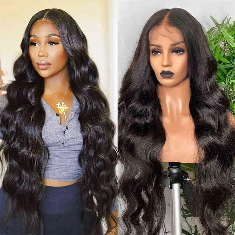 Haarpruiken 13x4 Body Wave Lace Front Braziliaanse sluiting Human Remy Glueless Frontal 180% Dichtheid 220722