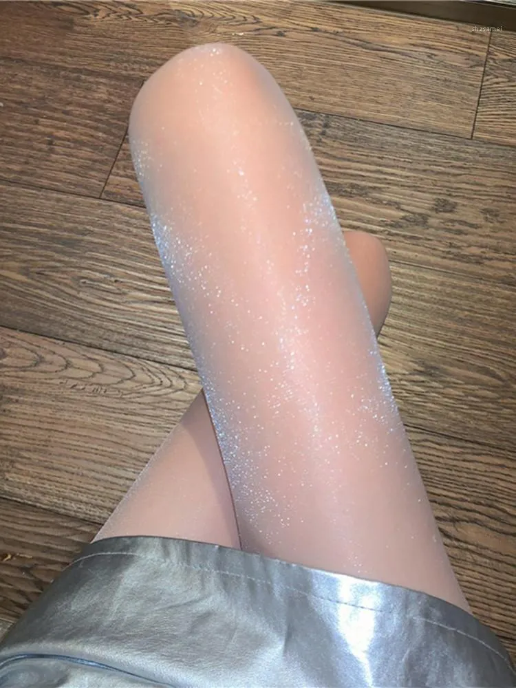 Shimmering Gold and Silver Pearl Glossy Stockings Sexy Sheer