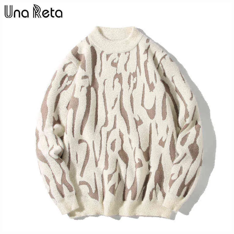 Una Reta Print Seater Men New Autumn Streetwear Men's Clothes Hip Hop Pullover Men Patchwork特大のソフトカップルセーターT220730