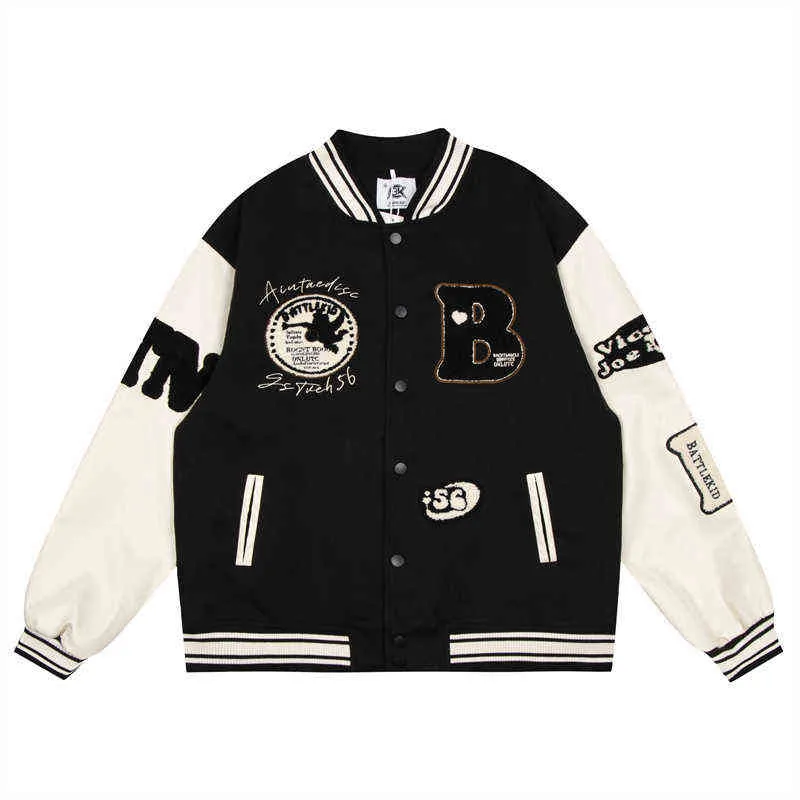 Hommes Streetwear Hip Hop Surdimensionné Baseball Veste Lettre Graphique Broderie Vintage Bomber Manteaux 2022 Hip Hop Varsity Vestes T220728