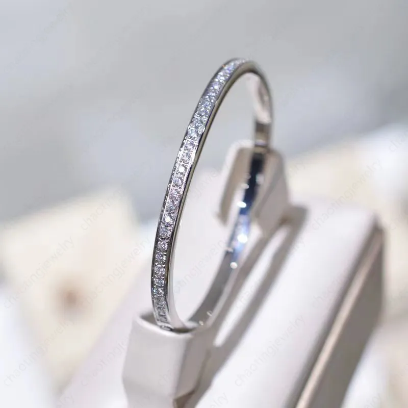 디자이너 뱅글 C 스냅 다이아몬드 팔찌 좁은 팔찌 Mens 디자이너 고급 하드웨어 실버 로즈 골드 브레이슬릿 XS-L 크기