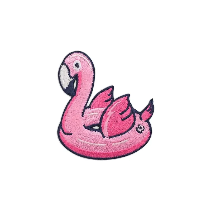 Cor-de-rosa flamingo animal costura noções patches bordado ferro no remendo para roupas chapéus sacos de design personalizado