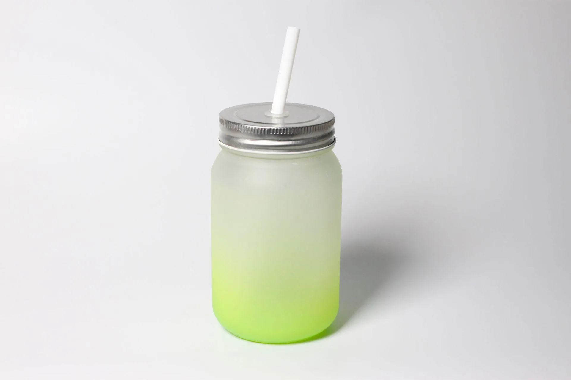 12oz Sublimation Blank Frosted Glass Mugs Gradient Color Mason Jar With Lid Plastic Straw Cup Free DHL HH22-42